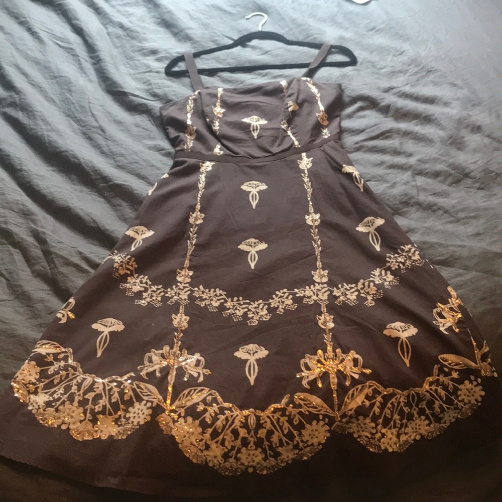 Brown sequins new length dress